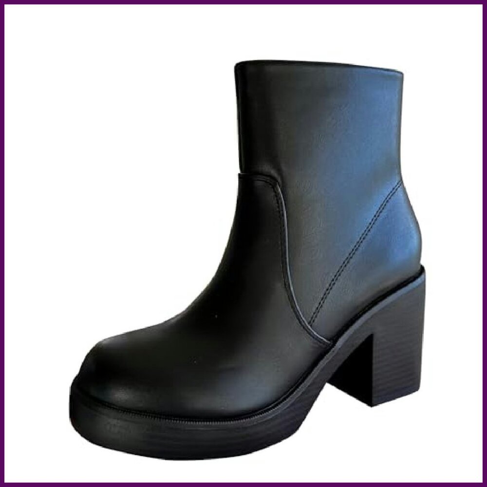 Squared Toe Chunky Platform Block Heel Ankle Boot… - image 3
